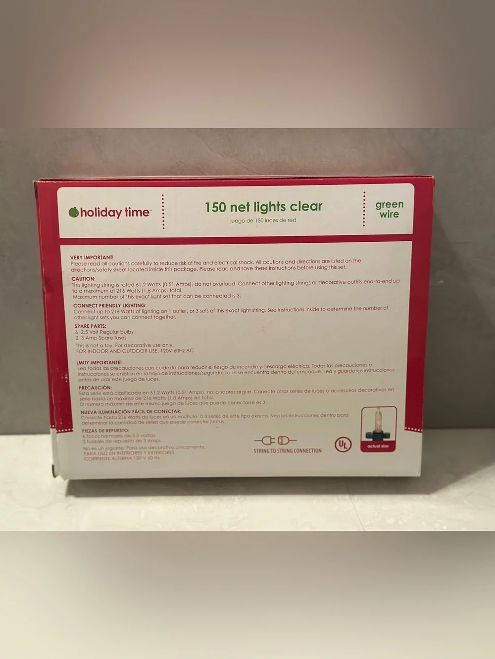 Holiday Time Clear Net Lights 6 FT X 4 FT Green Wire Holiday Christmas Open Box